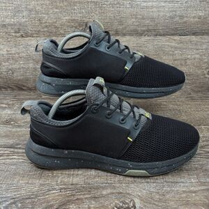 Kuru Atom Shoes Men's 9.5 Wide Jet Black Citron Mesh Walking Running Sneakers